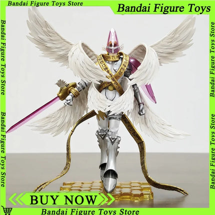 22cm Holy Angemon Figures Digimon Adventure Anime Angewomon LED Action Figurines PVC Statue Model Collection Doll Toys Gift