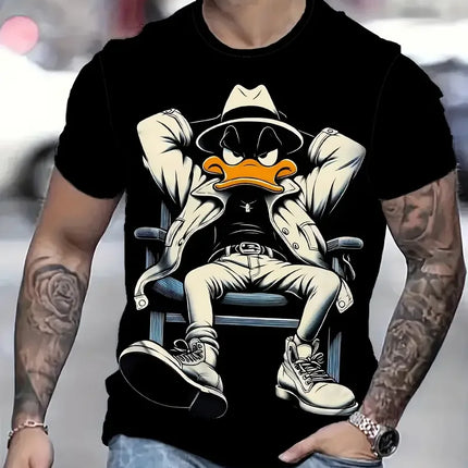 Funny Men's T Shirt Cartoon Duck Print Summer Casual Short Sleeve Pullover Fashion T-shirts Outdoor Male Overszied Clothing