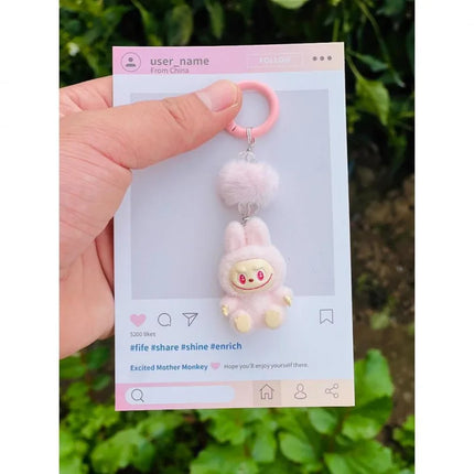 New Mini Standing and sitting postures Monster Car Keychain Flocking doll Bag Cell Phone Charm Pendant Backpack Decoration Gift