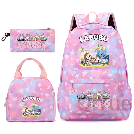 3Pcs/set Backpack for Girl School Teen Student Knapsack Women Rucksack with Lunch Bags Pencil Bag Fish Scale Style Bags