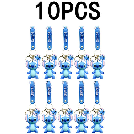 5Set 20PCS Wholesale Stitch Disney Keychain Figure Toy Cute Supple Cartoon Character Toy Keychain Pendant Fan Kid Birthday Gifts