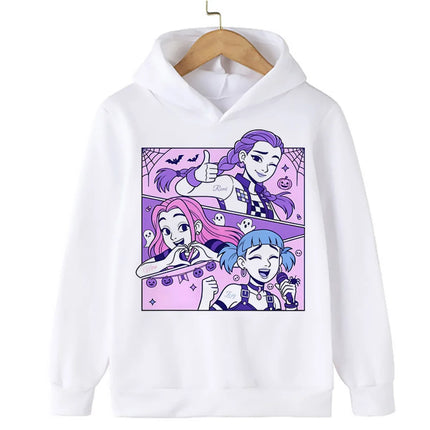 Halloween KPop Demon Hunters Hoodies Children Clothes Kid Girl Boy Cartoon Sweatshirt Hoody Baby Casual Top Streetwear