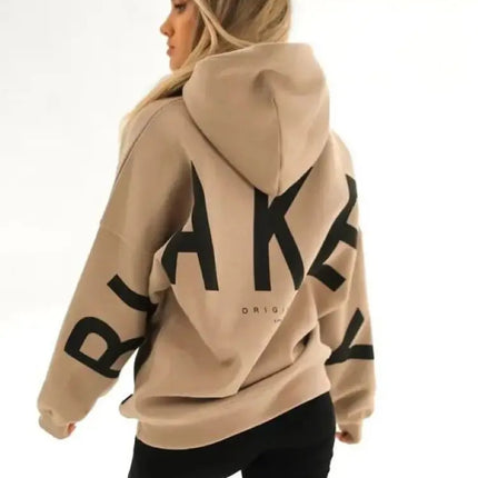 Letter Print Hoodies Women Fashion Long Sleeves Loose Hood Shirt High Street Winter Autumn Female Sweatshirts Casual Y2K Clothes