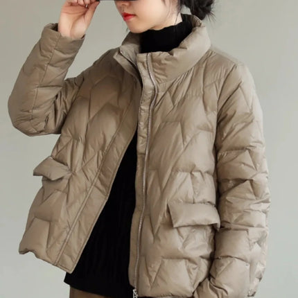 2024 New Ultra Light Down Jacket Women Spring Autumn Stand Collar Feather Puffer Coat 90% White Duck Down Parkas Solid Outerwear