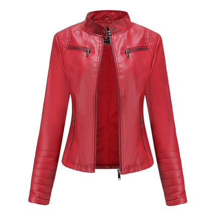 2025 Women's Leather Jacket Spring Autumn Thin Motorcycle Suit European Size Leather Jacket Short Fashion Women's Jacket
