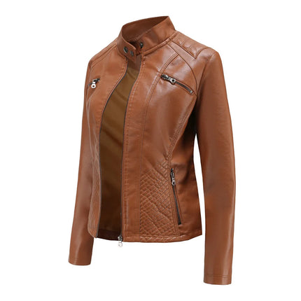 Faux Leather Jacket Women 2025 Spring Autumn Coat Moto Biker Zipper Jacket Woman Outerwears Black Brown Red Pink Coffee XS XXL