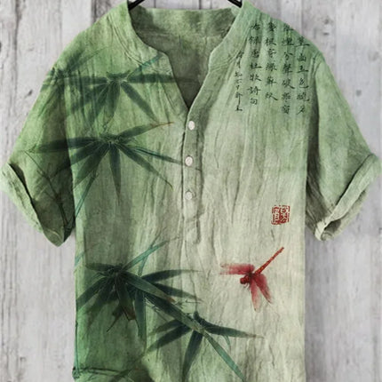 Spring and Summer Men's and Women's Casual Shirts Blue Octopus Short Sleeve Linen Shirt Hawaiian Style 3D Printed Shirt Men's To