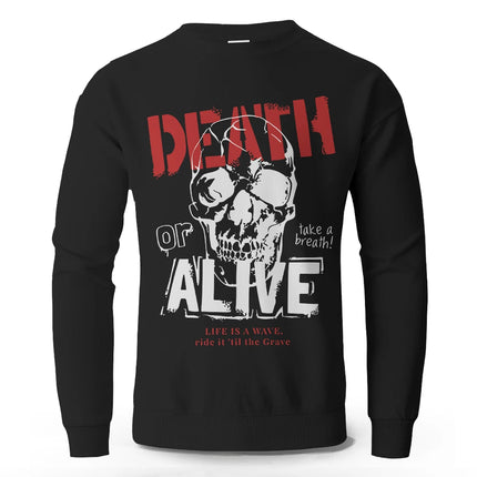 Men's Death or Alive Printed Pure Cotton Sweatshirts Oversized Classic Graphic Pullovers for Men Women Tops