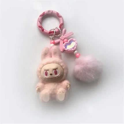 LAFUFU Kawaii Mini Keychains Flocking Backpack Pendant Key Chain LA-BU-BU Pendant Doll Cute Backpack Pendant Gifts for Girls