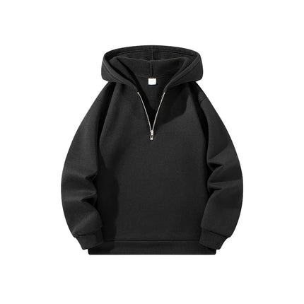 Men's Half Zipper Hooded Hoodies New Solid Color Long Sleeve Sweatshirts Autumn Loose Sport Warm Sweats Fashion Casual Pullover