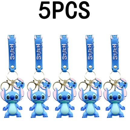 5Set 20PCS Wholesale Stitch Disney Keychain Figure Toy Cute Supple Cartoon Character Toy Keychain Pendant Fan Kid Birthday Gifts