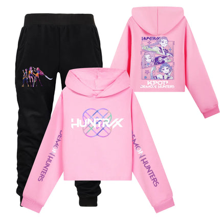 KPop Demon Hunters Hoodies 2pcs Set Kid Clothes Fashion Casual Hooded Sweatshirts K-Pop Demon Hunters Pullover