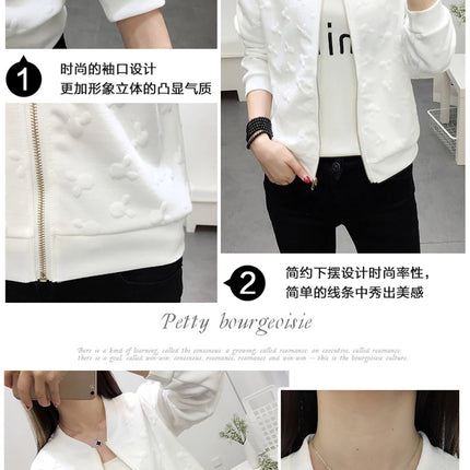 2025 Fashion Spring Summer Bomber Jacket Women Office Casual White Ladies Cardigan Jackets Solid Female Short Baseball Jacket