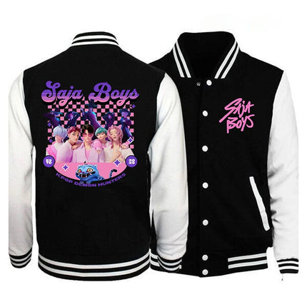 New Anime Kpop Demon Hunters Saja Boys Baseball Jacket Sweatshirt Winter Popular Soft Hip Hop Jersey for Women Men