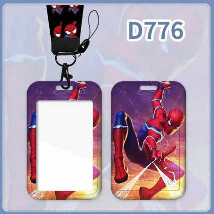 Disney Cartoon Marvel Spider Man Neck Strap Lanyard Card Sleeve ID Bus Subway Work Permit Chain Key Holder Cover Kids Gift