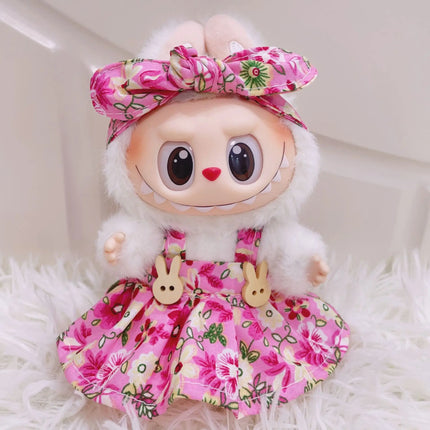 Labubu 15cm/17cm Doll Clothing Sitting Party Strawberry Tank Top Skirt Paired With Princess White Shoes Princess Baby Clothes