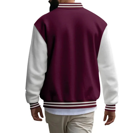 Men's Autumn and Winter Flight Jacket Baseball Jersey Velvet Loose Casual Stand-up Jacket Men Varsity Jacket Coat for Men