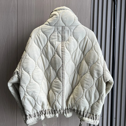 Quilted coat for women ETJ 2024traf QUILTED JACKET WITH TIES new beige drawstring high neck pocket clip cotton jacket for women