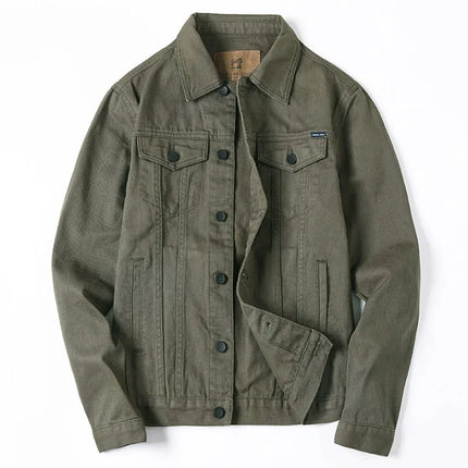 Men Cargo Casual Denim Jackets Slim Solid Color Outwear Coats For Male Size M-3XL