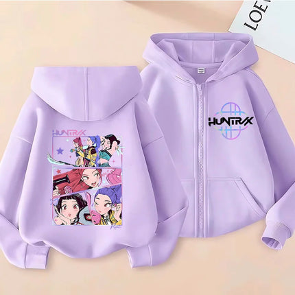 Y2k  Zip Up Sweatshirts Kpop Demon Hunters Hoodie Coat Children Clothes Kid Girl Boy Sweatshirt Zipper Hoody Baby Casual Top