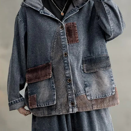 Max LuLu 2025 Spring Clothes Womens Fashion Denim Hooded Jackets Loose Vintage Coats Ladies Casual Classic Patchwork Outerwear