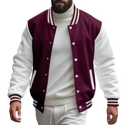 Men's Autumn and Winter Flight Jacket Baseball Jersey Velvet Loose Casual Stand-up Jacket Men Varsity Jacket Coat for Men