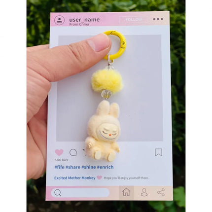 New Mini Standing and sitting postures Monster Car Keychain Flocking doll Bag Cell Phone Charm Pendant Backpack Decoration Gift