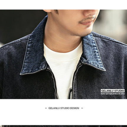 2024 Spring and autumn tide brand American vintage to do old denim coat men casual cargo jacket men