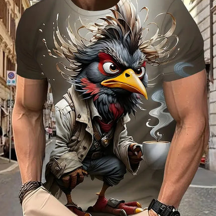 Funny Men's T Shirt Cartoon Duck Print Summer Casual Short Sleeve Pullover Fashion T-shirts Outdoor Male Overszied Clothing