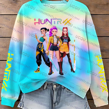 KPop Demon Hunters Sweatshirt  Autumn Winter Sport Hooded KPop Demon Hunters Fashion Casual Round Collar Y2K Cosplay Clothing
