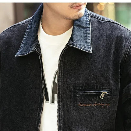 2024 Spring and autumn tide brand American vintage to do old denim coat men casual cargo jacket men