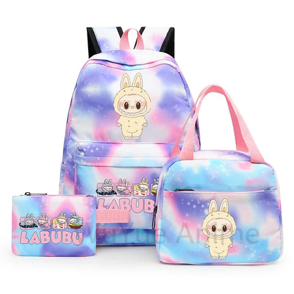3Pcs/set Cartoon Printed Backpack with Lunch Bag Pencil Case Boy Girl Knapsack Teenage Student Large Capacity Colorful Bookbag
