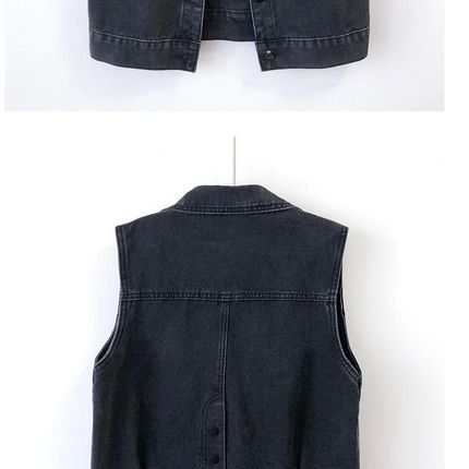 2024 Fashion Design Sequins Denim Vest Summer Autumn Women's Waistcoat Korean Leeveless Denim Jeans Jacket Female Vest Tops