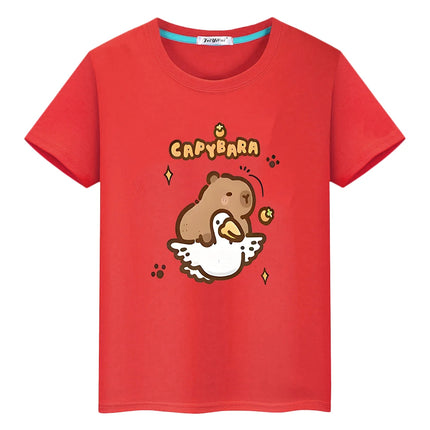 t shirt for kids boy10year Capybara print 100%Cotton anime Short y2k one piece Capybara Cute Tees Tops pride tshirt girl clothes