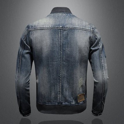 High Quality New Personalized Baseball Collar Jeans Fashion Handsome with All The Trend of Fine with All The Men's Zipper Jacket