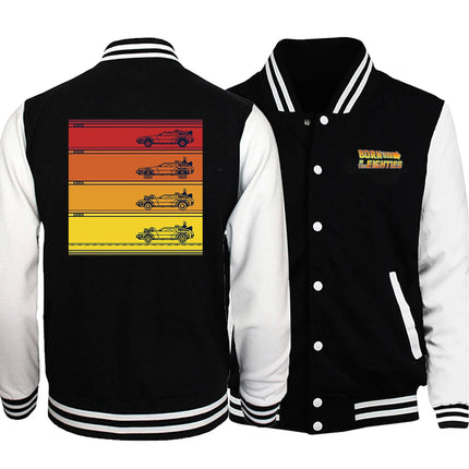 Back To The Future Out Of The Time Mens Suits New Fashion Tops Character Pattern Baseball Coats Fleece Oversized Male Clothing