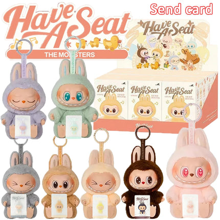 In Stock Hot Anime Figure Labubu Have A Seat Series PVC Pendant Doll Model Toy Kawaii Monster Replica Keychain Toy Birthday Gift