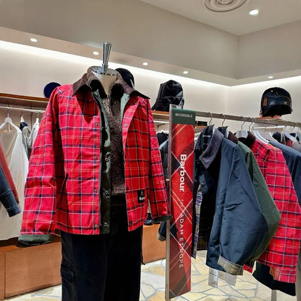 Japanese Version Of B@r  X ADAM ET ROPE Red Plaid Double-sided Unwaxed Jacket Jacket Short Trench Coat