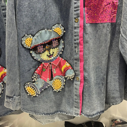 2025 Early Spring New Korean Version Temperament Color Matching Denim Splicing Shirt Fashion Loose Long Sleeve Jackets for Women