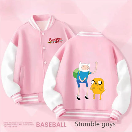 Boys and Girls for Stylish Coat Kids Sanrio Fall/Winter Jacket Baseball Uniform Adventure Time Pattern Print Thick Warm