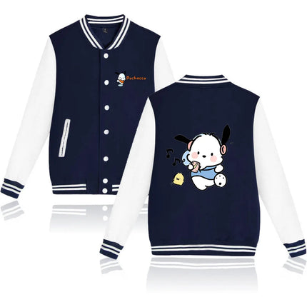 Pochacco Bomber Jacket Women Men Autumn Baseball Jacket Coat Cartoon Kid Streetwear Harajuku Bomber College Jacket
