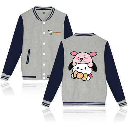 Pochacco Bomber Jacket Women Men Autumn Baseball Jacket Coat Cartoon Kid Streetwear Harajuku Bomber College Jacket