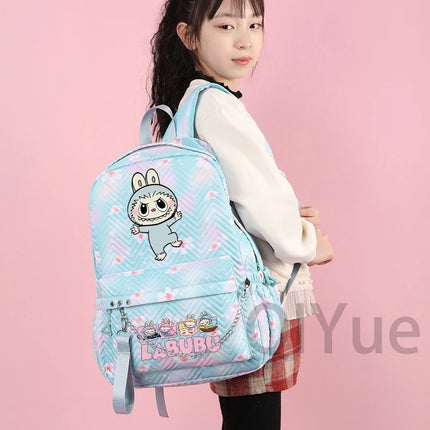 Cute Cartoon Backpack Teenager Girl Zimomo Knapsack Mokoko Charm Junior Student Casual Commute Back To School Waterproof Bags
