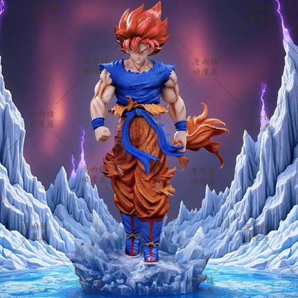 In Stock 35cm Dragon Ball Anime Figure Son Goku Kakarotto Super Saiyan God blue two heads Figure PVC Collection Model Toy Gifts
