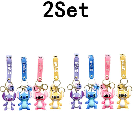 5Set 20PCS Wholesale Stitch Disney Keychain Figure Toy Cute Supple Cartoon Character Toy Keychain Pendant Fan Kid Birthday Gifts