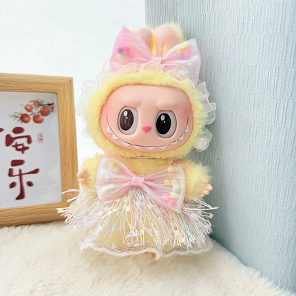Labubu 15cm/17cm Doll Clothing Sitting Party Strawberry Tank Top Skirt Paired With Princess White Shoes Princess Baby Clothes