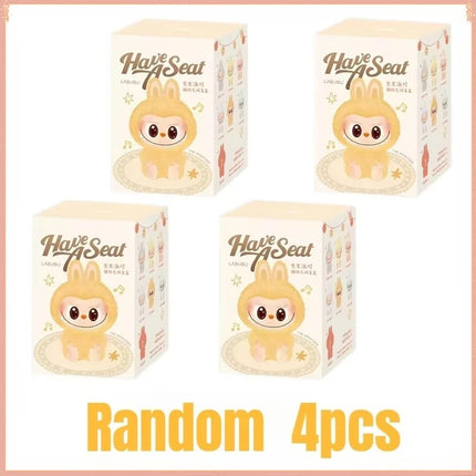 High Quality Macaron The Monsters Labubu Sitting Party Vinyl Plush Blind Box Decorative Surprise Box Doll Collection Gift