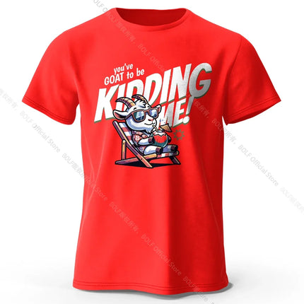 100% Cotton Hand-drawn Cartoon Goat T-shirt - Playful Animal Design Soft & Comfortable Casual Wear