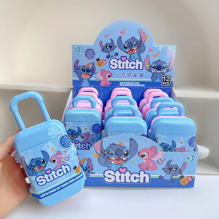 Disney 12pcs New Stitch  Blind Box Luggage Case Toy Blind Box Doll Educational Cartoon Cute Keychain
