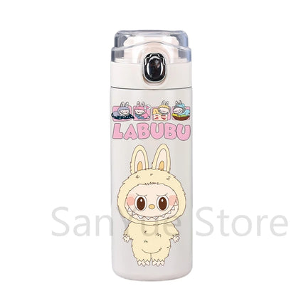 400Ml Water Bottle Cartoon Printed Thermos Cup Pocket Stainless Steel Thermal Coffee Mug Vacuum Insulated Flask Cup Kid Gift